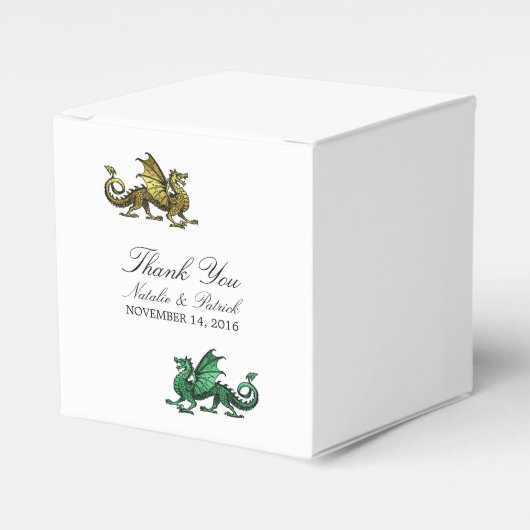 Ballotins Gold Green Dragon Wedding Favor Boxes (Verso)