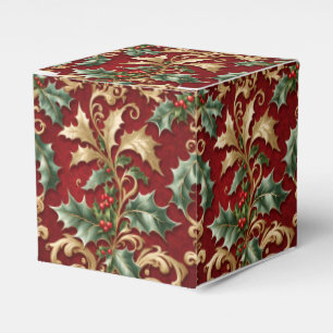 Ballotins Gold Green Feuille Red Christmas Holiday Box cadea