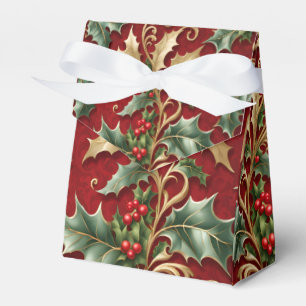 Ballotins Gold Green Feuille Red Christmas Holiday Box cadea