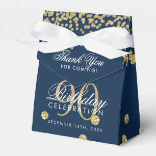 Ballotins Gold Navy Blue 90e anniversaire Merci Confetti