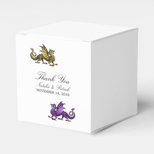 Ballotins Gold Purple Dragon Wedding Favor Boxes (Verso)