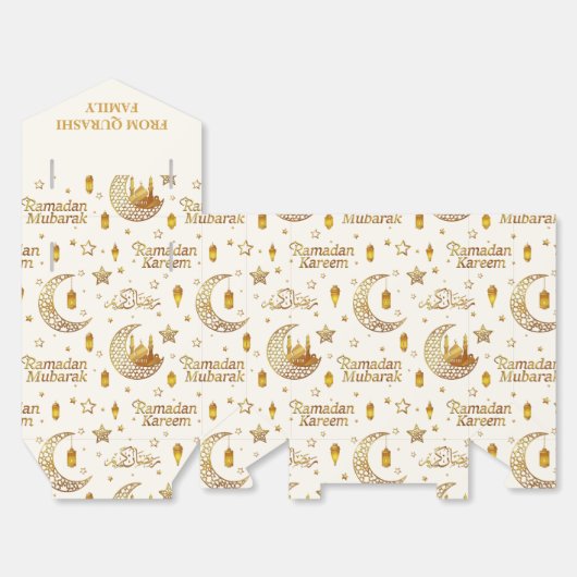 Ballotins Gold Ramadan Mubarak Pattern with Custom Name (Déplié)