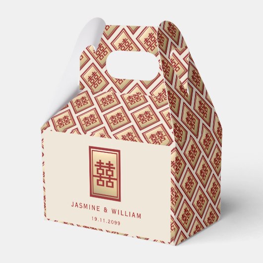 Ballotins Gold Rectangle Double Bonheur Mariage chinois Fa (Arrière)