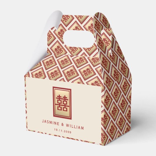 Ballotins Gold Rectangle Double Bonheur Mariage chinois Fa (Verso)