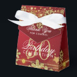 Ballotins Gold Red Winter 50e anniversaire Merci<br><div class="desc">Elégant design "Merci" 50e anniversaire avec Parties scintillant Gold Faux Snowflakes & bokeh lumières brillantes sur arrière - plan rouge (vous pouvez changer la couleur arrière - plan pour répondre à vos besoins),  et texte personnalisé.</div>