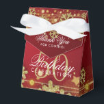 Ballotins Gold Red Winter 50e anniversaire Merci<br><div class="desc">Elégant design "Merci" 50e anniversaire avec Parties scintillant Gold Faux Snowflakes & bokeh lumières brillantes sur arrière - plan rouge (vous pouvez changer la couleur arrière - plan pour répondre à vos besoins),  et texte personnalisé.</div>