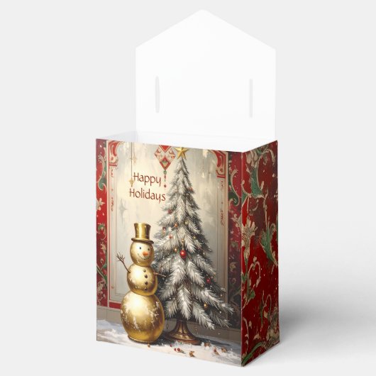 Ballotins Gold Snowman Christmas Tree Holiday Favor Box (Ouvert)