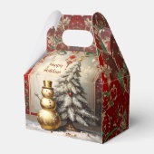 Ballotins Gold Snowman Christmas Tree Holiday Favor Box (Arrière)