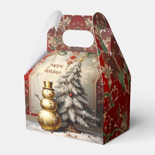 Ballotins Gold Snowman Christmas Tree Holiday Favor Box (Arrière)
