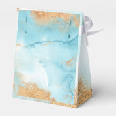 Ballotins Gold Turquoise Nom Abstrait Mariage moderne (Arrière)