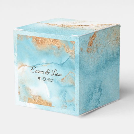 Ballotins Gold Turquoise Nom Abstrait Script Modern Mariage (Verso)