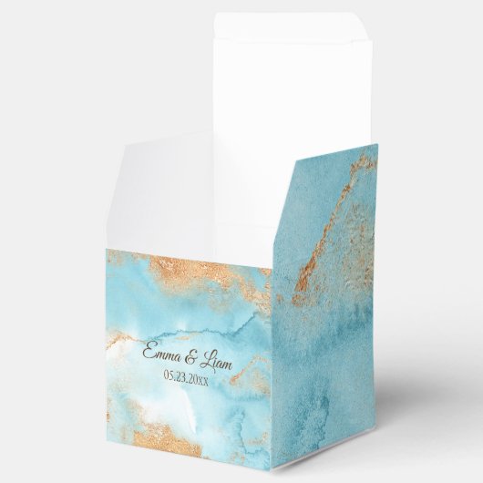 Ballotins Gold Turquoise Nom Abstrait Script Modern Mariage (Ouvert)