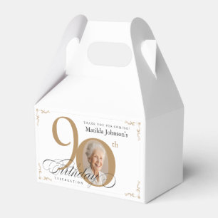 Ballotins Gold White Calligraphy Photo Elégant 90e anniversa