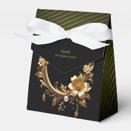 Ballotins Golden Floral Ornate Frame Favor Box (Verso)