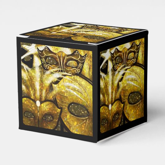 Ballotins Golden Mardi Gras Masques Cube Ballotin (Verso)