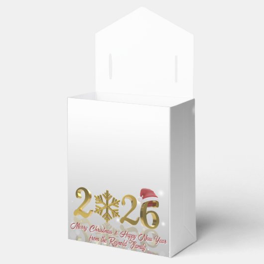 Ballotins Golden New Year 2026 with Snowflake and Santa Hat (Ouvert)