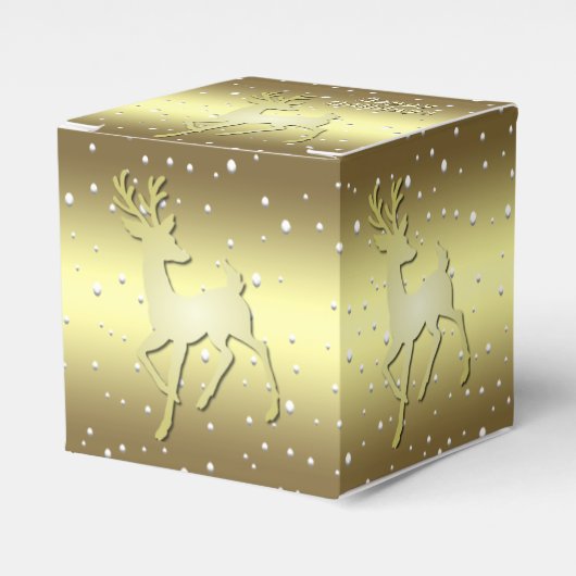Ballotins Golden Reindeer Snowy Holiday Favor Box (Verso)