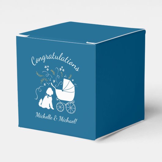 Ballotins Goldendoodle Chien Baby shower Garçon bleu (Verso)
