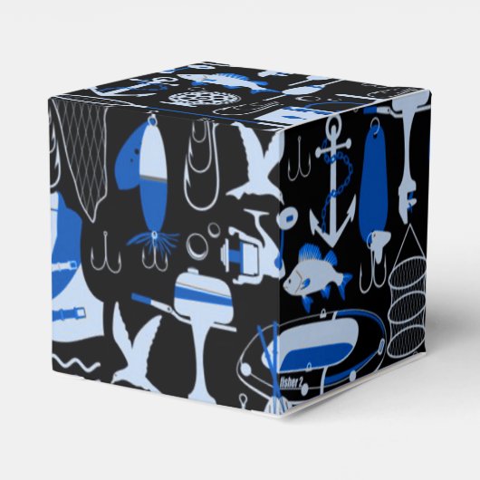 Ballotins Gone Fishing Blue Motif Cube (Arrière)