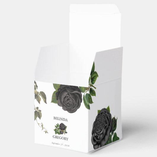 Ballotins Gothique Halloween Rose noir Mariage blanc (Ouvert)