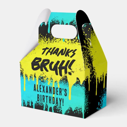 Ballotins Graffiti Jaune de Bruh Boy's Birthday Neon Turquoi (Verso)
