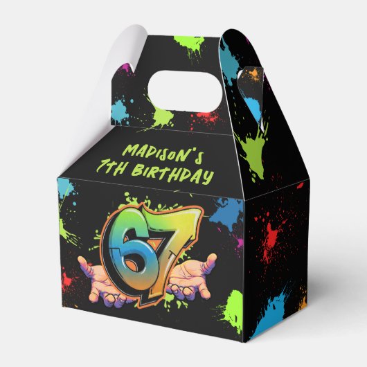 Ballotins Graffiti Six Seven Birthday Favor Box (Verso)