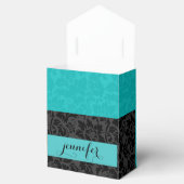 Ballotins Gras Elegant noir & turquoise Damas florales (Ouvert)