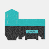 Ballotins Gras Elegant noir & turquoise Damas florales (Déplié)