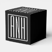 Ballotins Gras moderne 3 initiales Monogramme | Blanc sur no (Arrière)