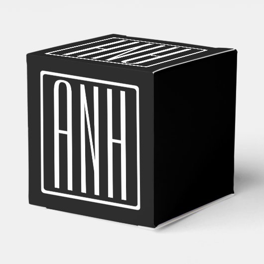 Ballotins Gras moderne 3 initiales Monogramme | Blanc sur no (Arrière)