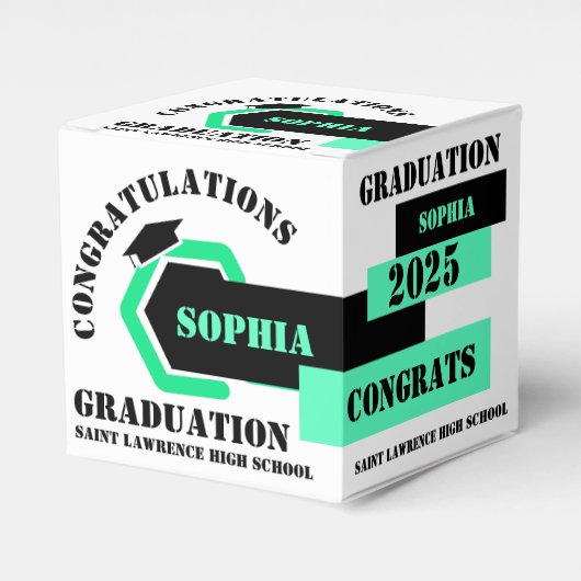 Ballotins Green Black White Graduation 2025 Custom Party (Verso)