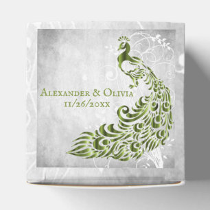 Ballotins Green Peacock Leaf Vine Mariage Faveur Box