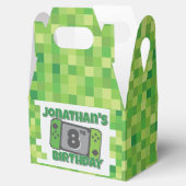 Ballotins Green Pixel Birthday Favor Box (Ouvert)