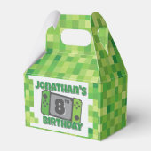 Ballotins Green Pixel Birthday Favor Box (Verso)