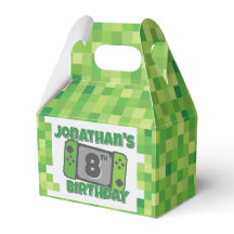 Green Pixel Birthday Favor Box