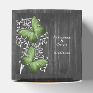 Ballotins Green Rustic Butterfly Wedding Favor Box