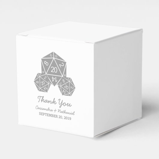 Ballotins Grey D20 Dice Wedding Favor Boxes (Verso)