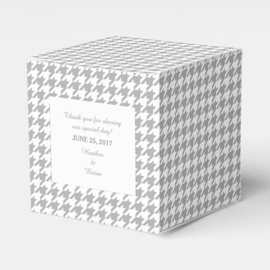 Ballotins Grey Houndstooth Boîte de Faveur de mariage (Verso)