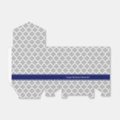 Ballotins Gris Blanc Marocain #5 Marine Nom bleu Monogramme (Déplié)