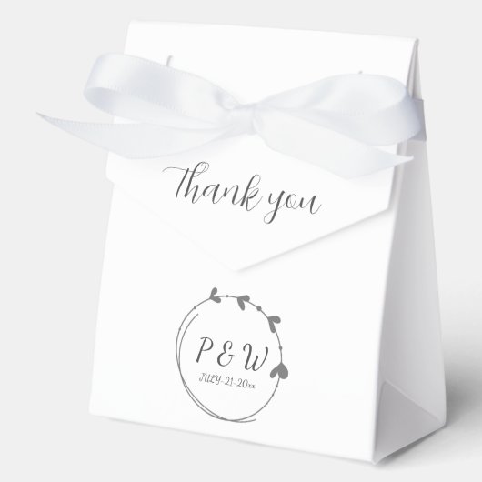 Ballotins Gris foncé Simple Coeur Wreath Monogramme Mariage (Recto)