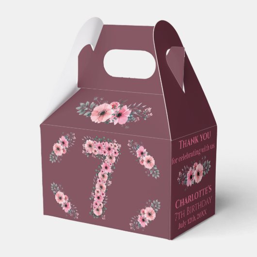 Ballotins Gros 7e anniversaire Fleurs roses Fille Foliage ve (Verso)