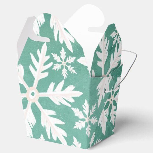 Ballotins Gros flocons blancs tombant sur fond vert (Ouvert)