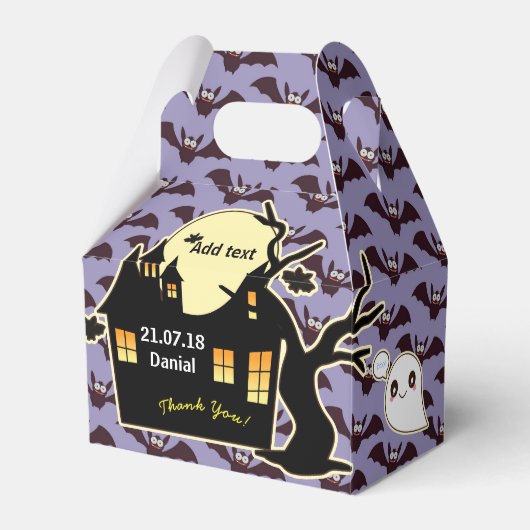 Ballotins HALLOWEEN Personnalisé Boîte Gable Maison Hantée (Verso)