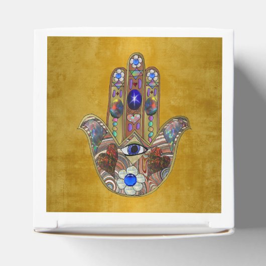 Ballotins Hamsa Coeurs Fleurs Opal Art sur Or (Haut)