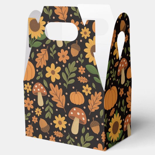 Ballotins Hand Drawn Rustic Fall Pattern Favor Box (Ouvert)
