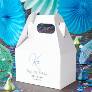 Ballotins Happy 21st birthday blue add name monogram modern
