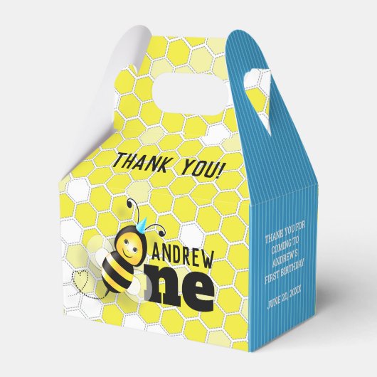 Ballotins Happy Bee First Birthday Gable Box (Arrière)