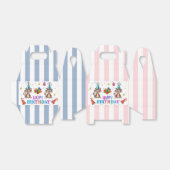 Ballotins Happy Birthday Gable Favor Box Pink Stripe Monkeys (Déplié)
