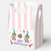 Ballotins Happy Birthday Gable Favor Box Pink Stripe Monkeys (Ouvert)