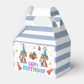 Ballotins Happy Birthday Gable Favor Box Pink Stripe Monkeys (Arrière)